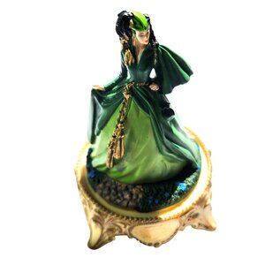 Figurine Dome Scarletts Deception Gone With The Wind vtg green curtain dress